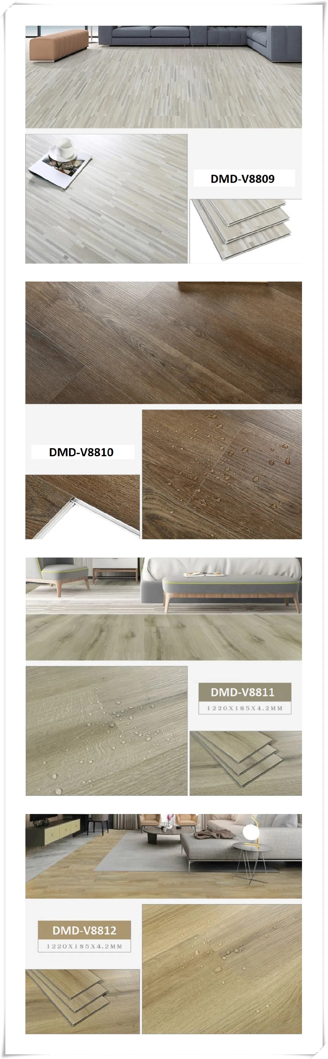 Fireproof Waterproof Fireproof Plastic Lvt Plank Home Decoration Spc PVC Vinyl Flooring in Stock